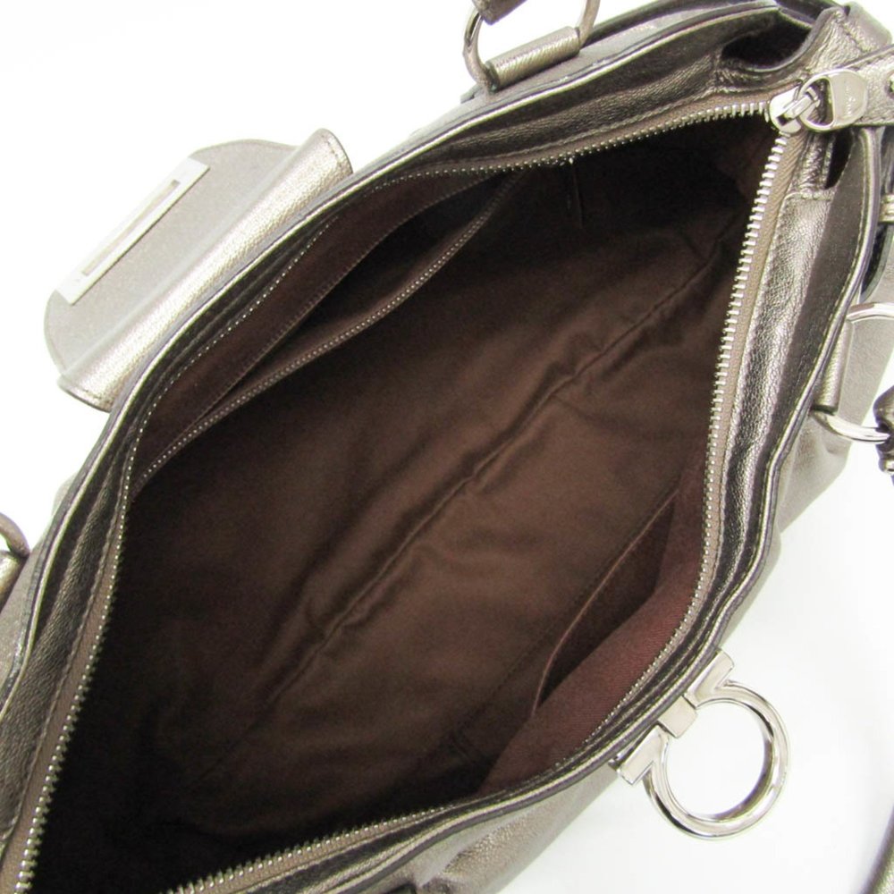 Salvatore Ferragamo Gancini AU-21/5370 Women's Leather Handbag Bronze - Picture 3 of 14